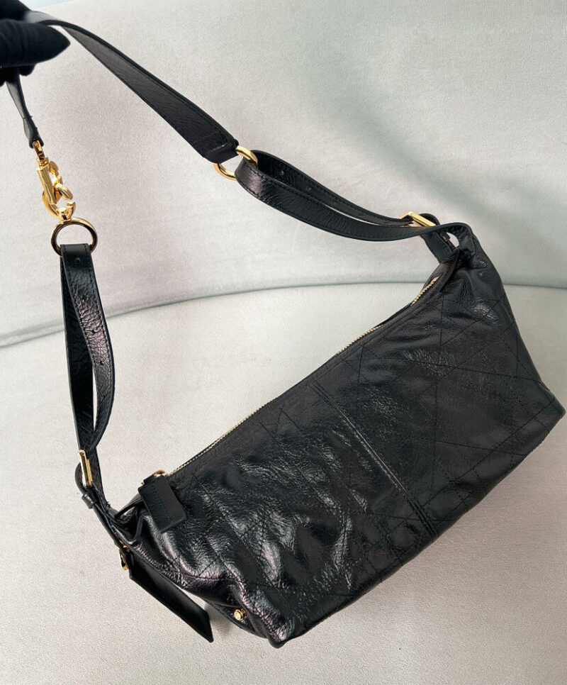 Christian Dior Small D-Journey Bag in Shiny Goatskin Black
